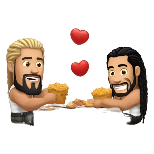 Roman Reigns qui mange des pâtes avec John Cena sticker