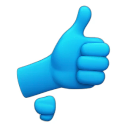 a blue like / thumbs-up icon with arms and feet looking happy sticker