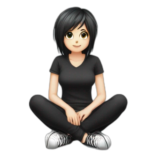 Full body curvy emo girl sits on the floor черная юбка белые трусики sticker