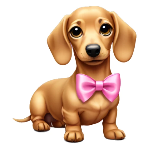 Blonde dachshund puppy with pink bow sticker