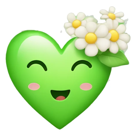 Cute emoji of light green heart and flower  sticker