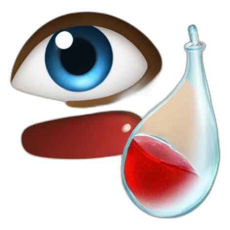 Girl with blond hair and blue eye take red vial sticker