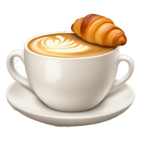 Cup of cappuccino with croissant sticker