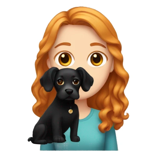 ginger white girl with a black spaniel dog sticker