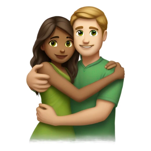 brown haired green eyed White guy hugging pretty indian girl sticker