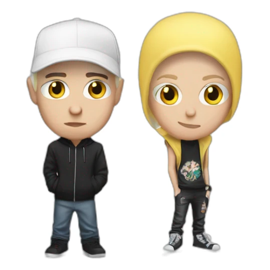 Eminem with the slim shady look with a beird sticker