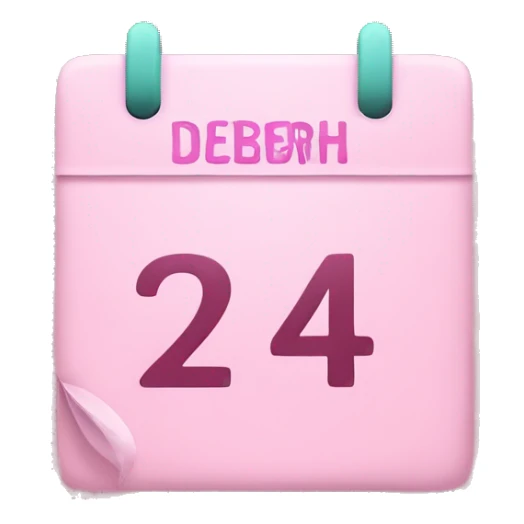 A pastel pink calendar with the date 24th December sticker