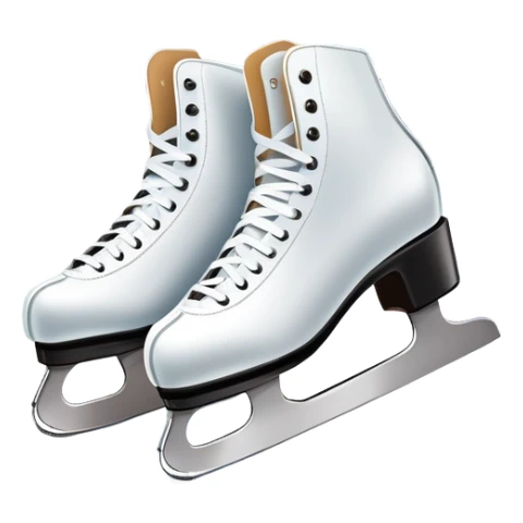 An icon featuring a pair of elegant figure skates resting on scratched, worn ice. In the background, cheering spectators fill the stands of a grand stadium, creating a vibrant atmosphere. Transparent background highlights the essence of figure skating performance sticker