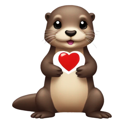 Otter holding a heart and looking cute - Pixel Art sticker