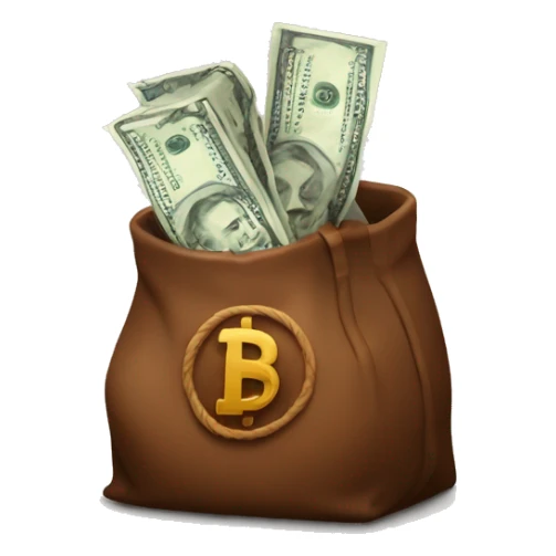 Un ladrón con una bolsa marron con un signo de dolar sticker