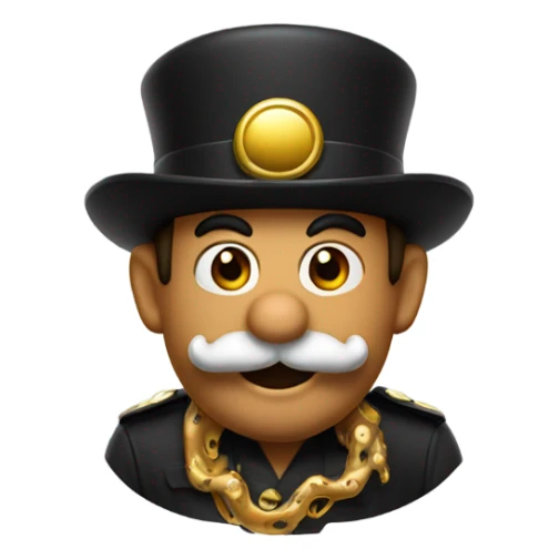 Super Mario with Gold and Black hat and an octopus mustache sticker