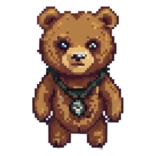 pixel art of a bear with a criminal look and a scar on its face sticker