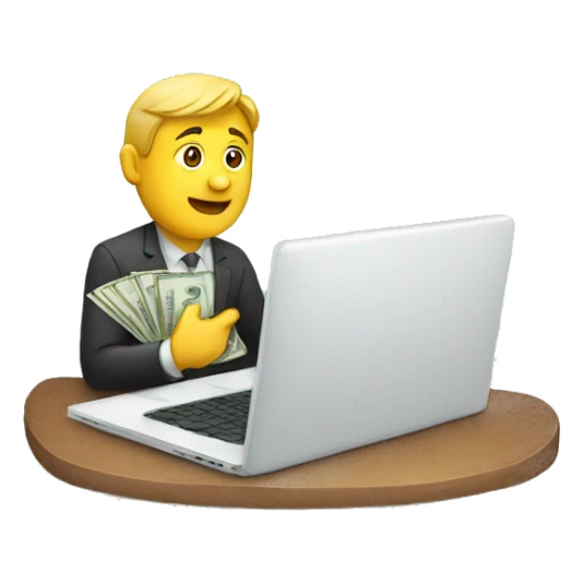 man with laptop and cash sticker