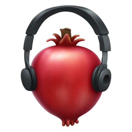 Pomegranate emoji wearing big headphones sticker