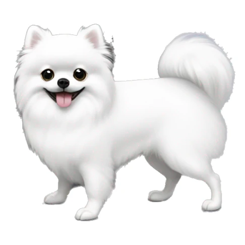 White pomeranian and white next to a grey hermes birkin bag sticker