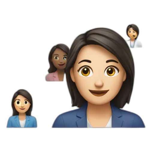 laptop screen showing a video call showing a friendly female therapist sticker