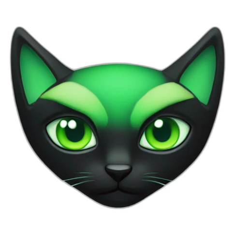 chat noir yeux vert légèrement enrobé sticker