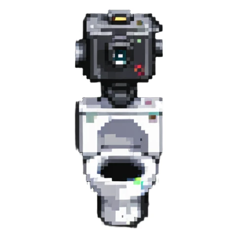 skibidi toilet character, toilet with camera head sticker