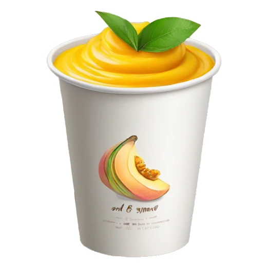 Indian Mango Shrikhand in one paper cup with decorative label on cup  sticker