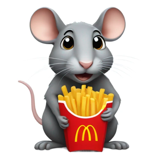 rat holding mcdonald fries sticker