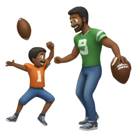 Dad throwing a football with son sticker