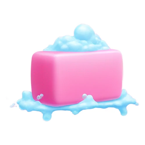 Pink bar of soap with bubbles ascending up sticker