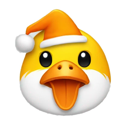 yellow little chicken face, with orange santa hat sticker