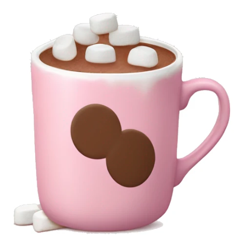 Light Pink mug of hot chocolate with marshmallows  sticker