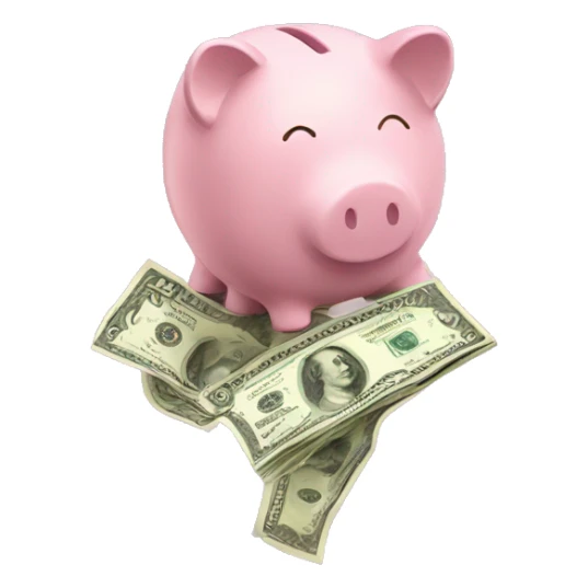 dollar falling into a piggy bank sticker