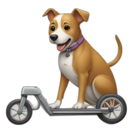 Chien qui tient un rat sur une trotinette sticker