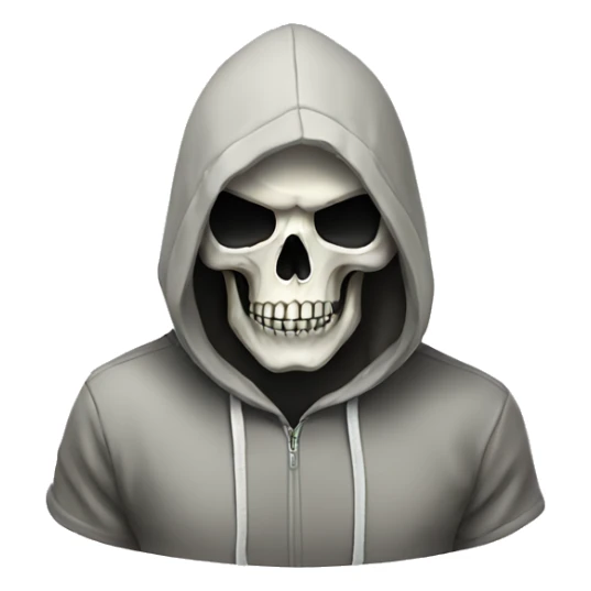Skull wearing a hoodie sticker