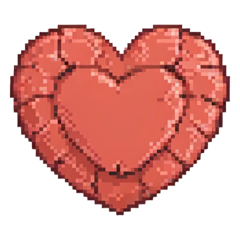 classic heart icon, red color, pixel art sticker