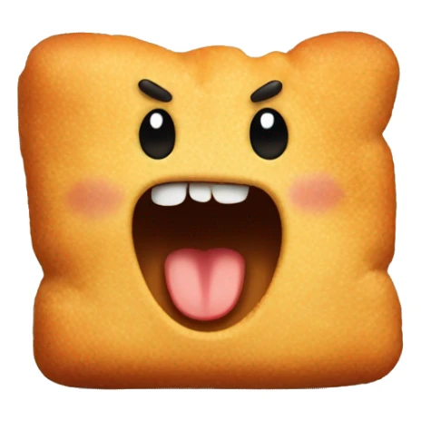 mad screaming, fearfull, smiling chicken nugget with teeth in his hand sticker