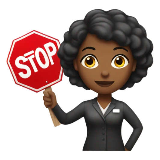 Black women holding a stop sign sticker