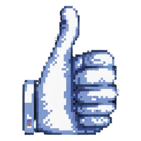 16-bit pixel art style emoji of a 'like' hand gesture sticker