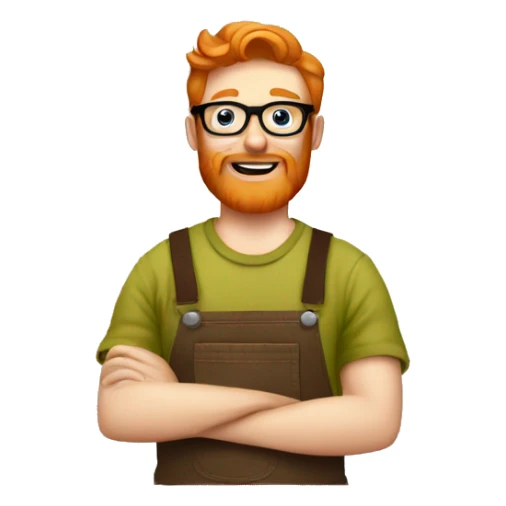 ginger hipster man with beard and glasses working as a woodworker sticker