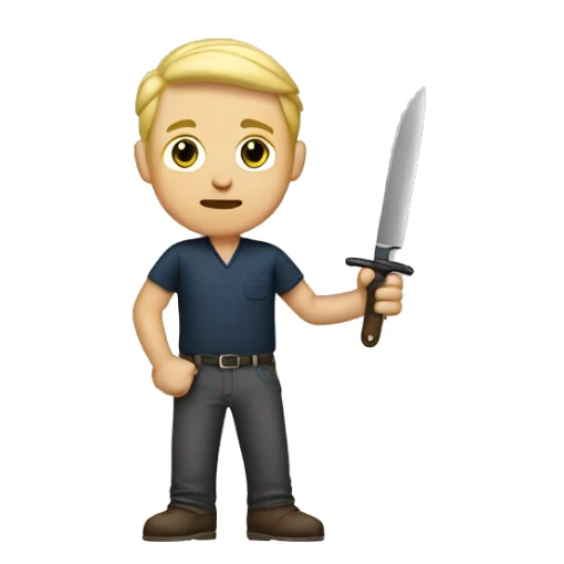 Blonde Man holding pocket knif sticker