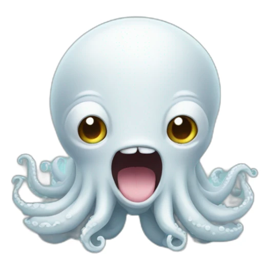 cute white kraken with cute face shy blushing sticker