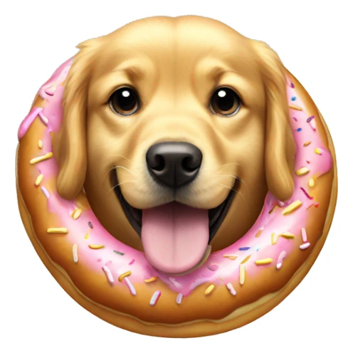 golden retriever dog being turned into a donut  sticker