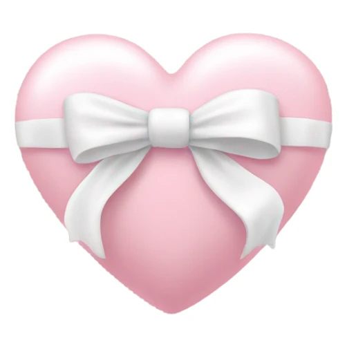 very light pink heart with a white swirly bow around it  sticker