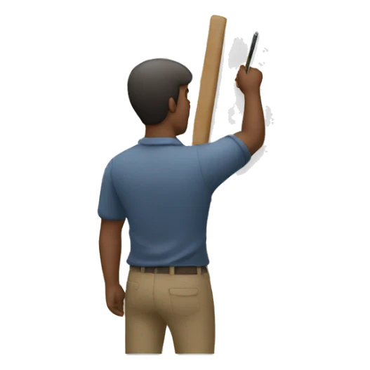 man teaching with stick and point at white board  sticker