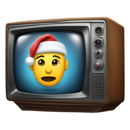 Tv with old Christmas film on sticker