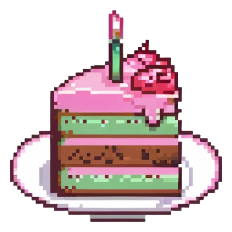 slice of cake with pink frosting sticker