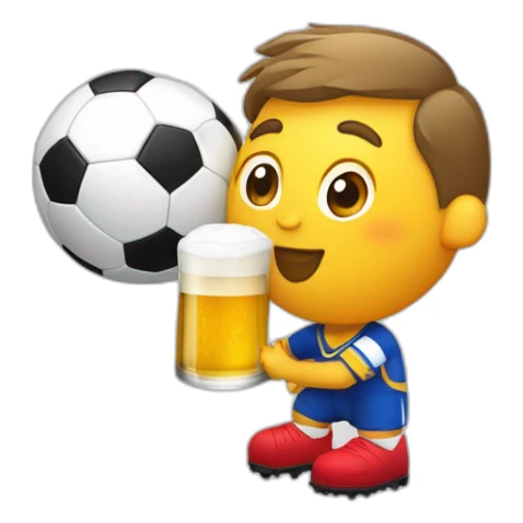 Oie qui boit une bière assis sur un ballon de soccer sticker