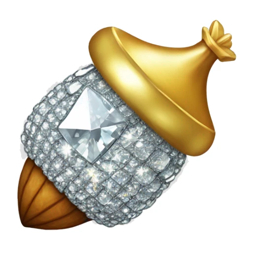 a sparkling diamond acorn, with stem of gold sticker