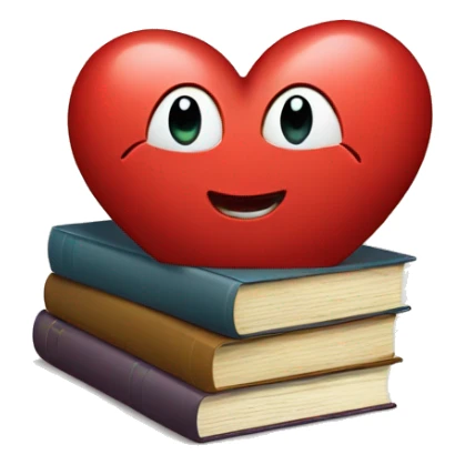 Big heart and stack of books sticker