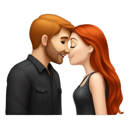 Redhead Girl Kissing silver/black haired man  sticker