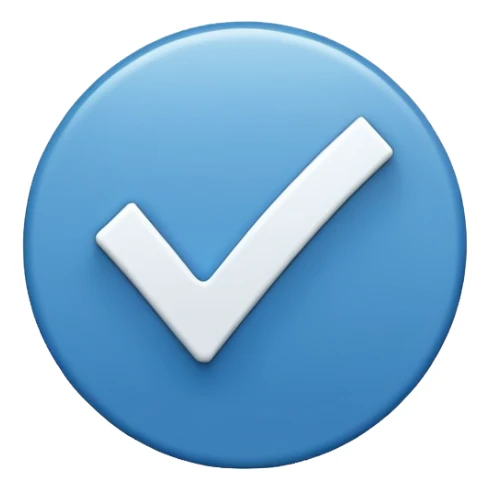 A white right ✔tick symbol on blue circle similar to verified badge sticker