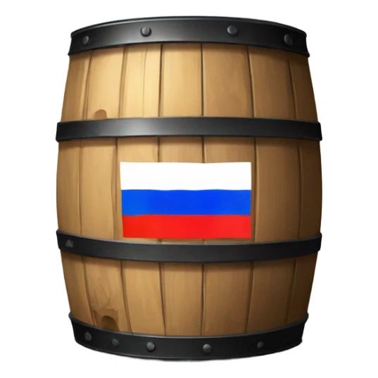 barrel of oil with russian flag sticker