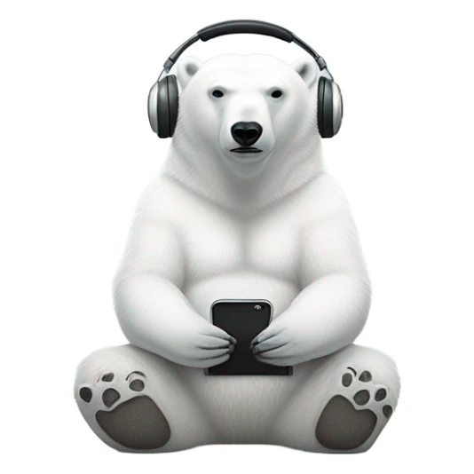 Meditating polar bear with headphones and iPhone sticker